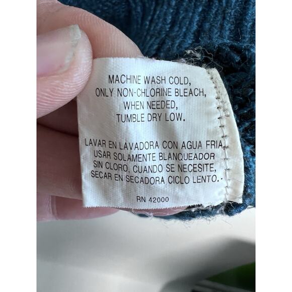 Vintage Roll Neck Chunky Knit Sweater Women's Oversized Teal Cape Cod 90s Y2K - Picture 8 of 8